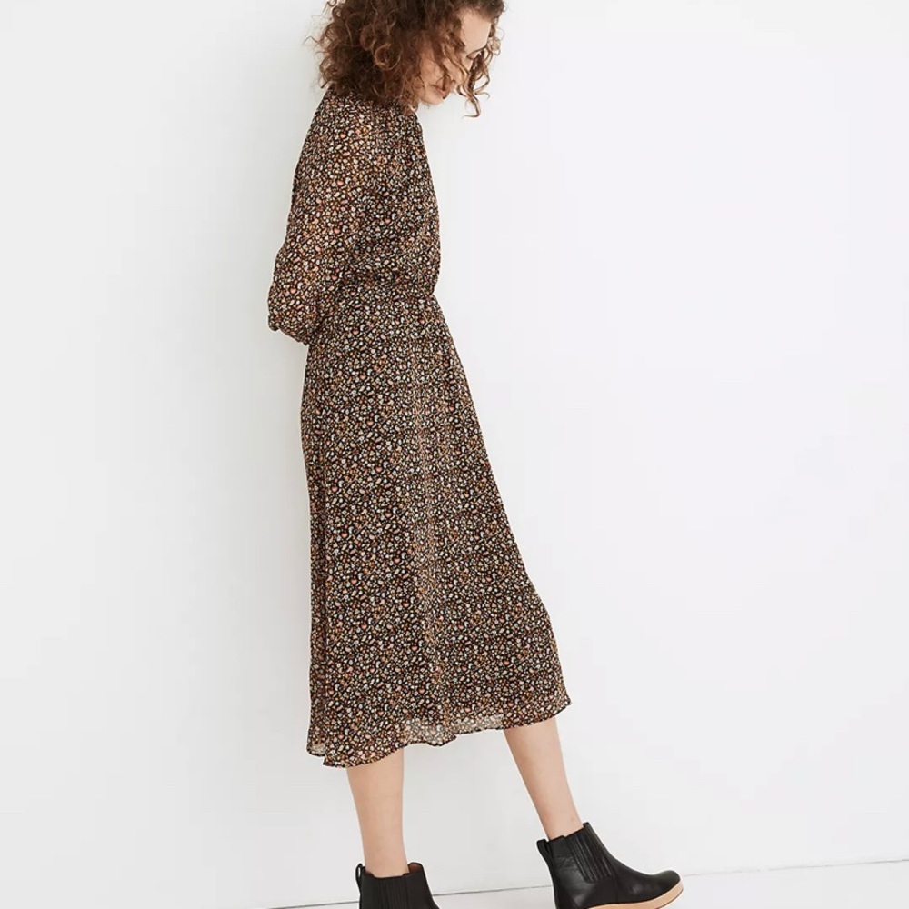 Madewell Georgette Smocked-Neck Midi Dress in Folktale Paisley